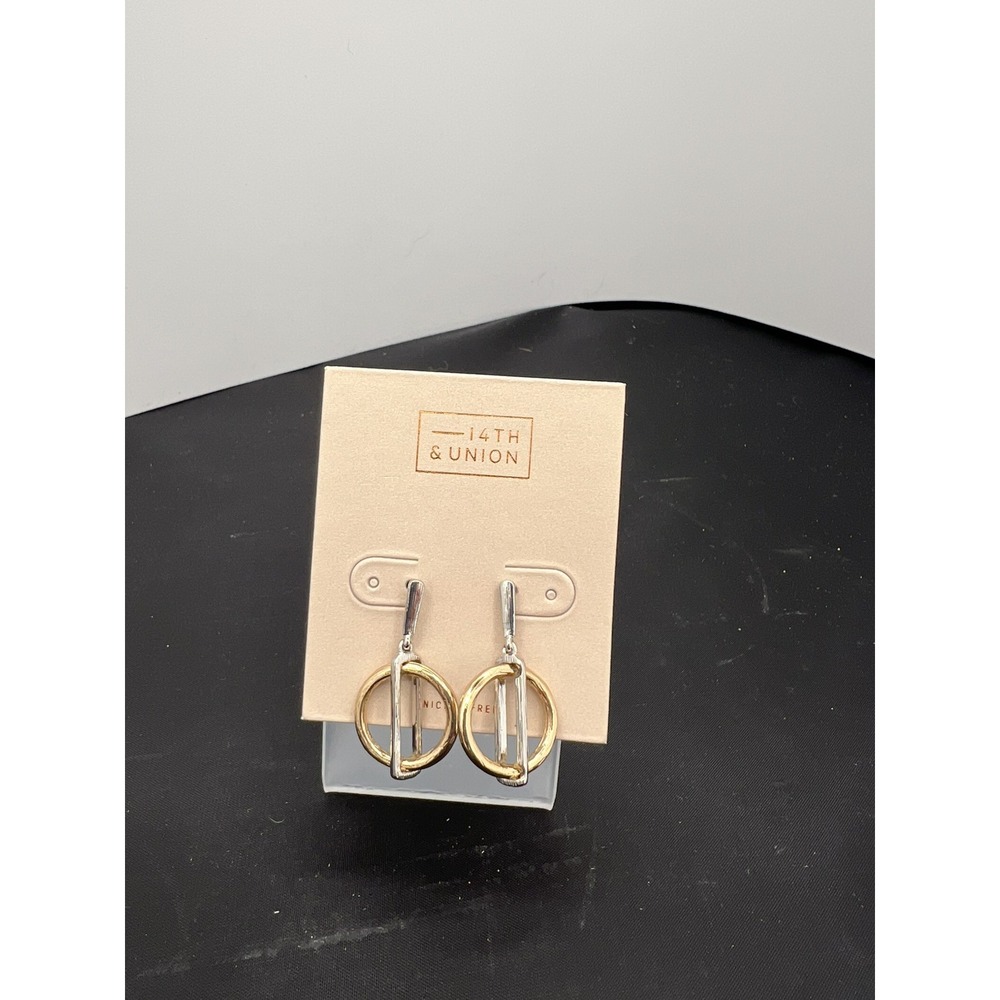 ✨ 14th & Union Silver & Gold 1" Drop Earrings & Necklace Set – NIP • Two‑Tone 💛